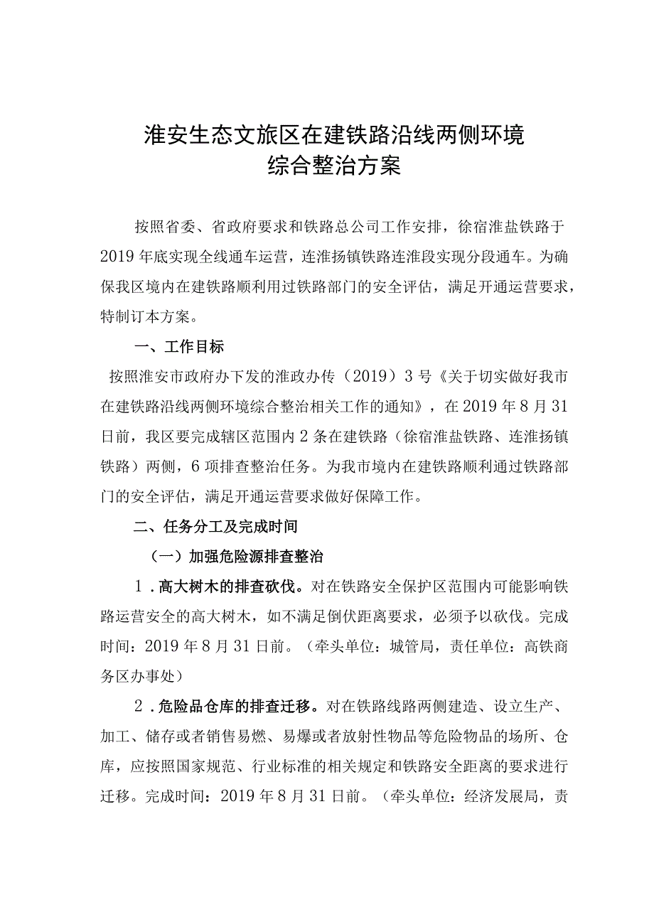 淮安生态文旅区在建铁路沿线两侧环境综合整治方案.docx_第1页