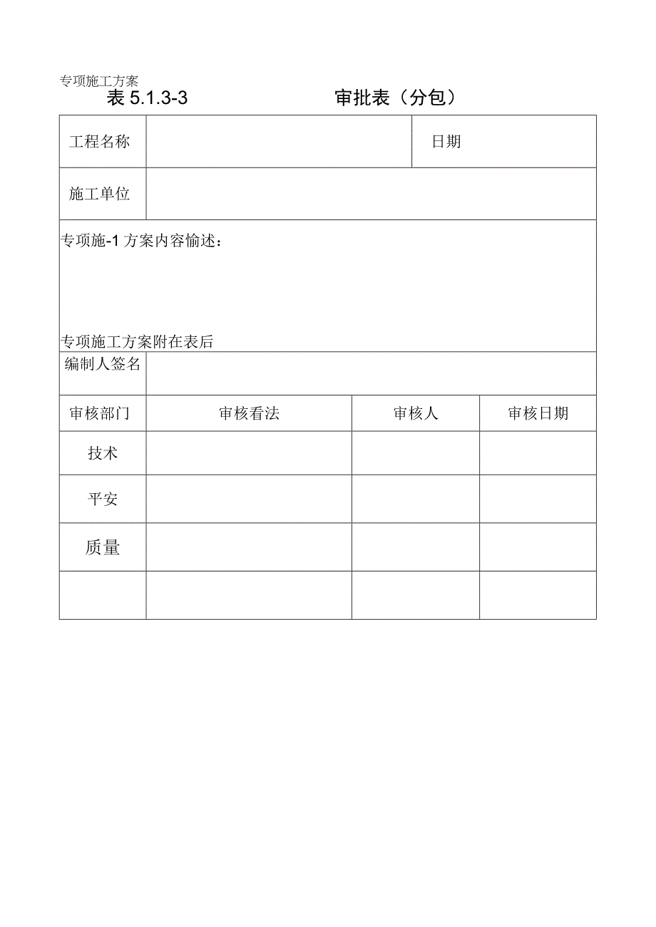 表5133专项施工方案审批表.docx_第1页