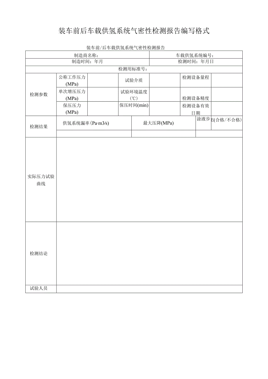 装车前后车载供氢系统气密性检测报告编写格式.docx_第1页