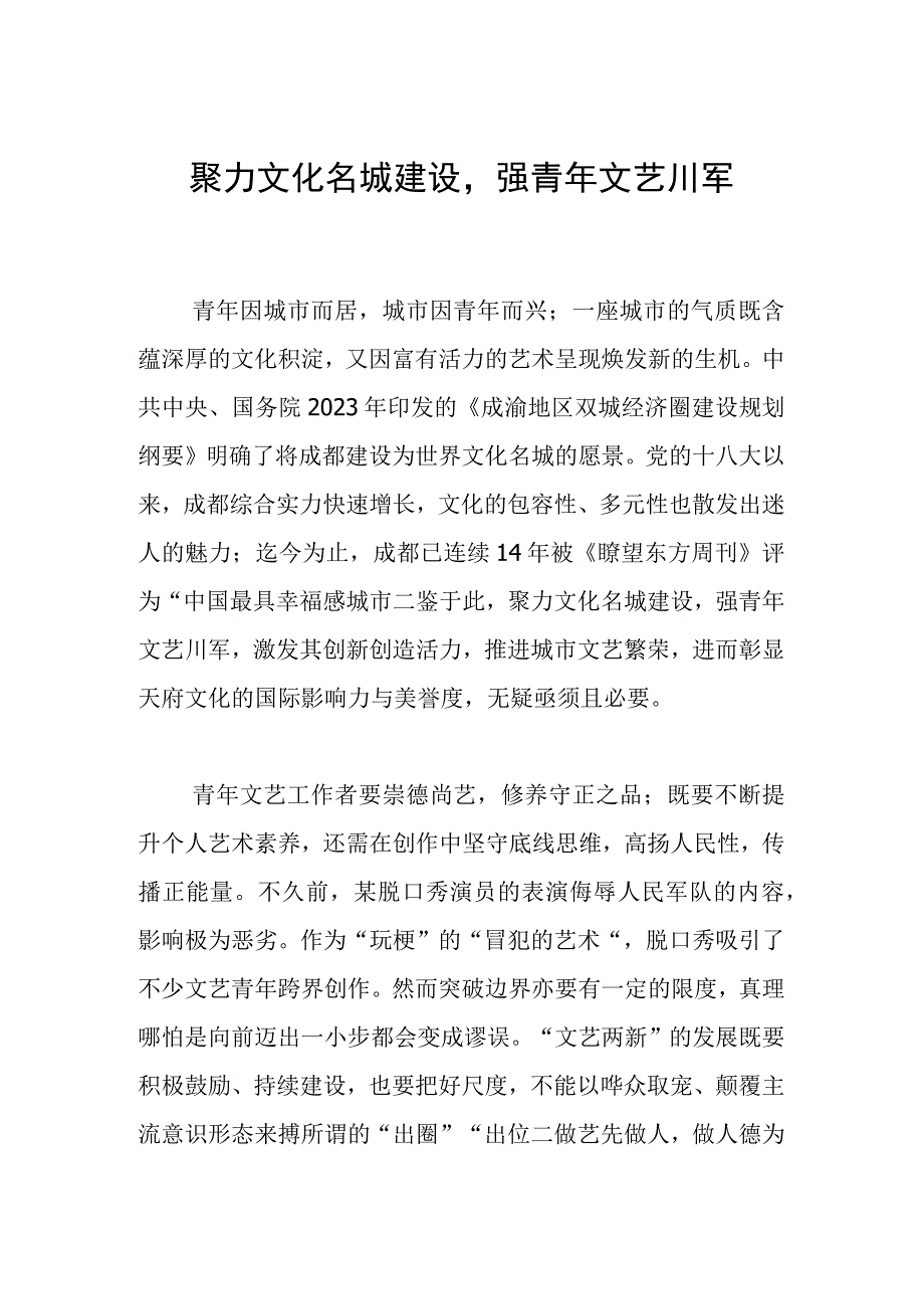 聚力文化名城建设强青年文艺川军.docx_第1页