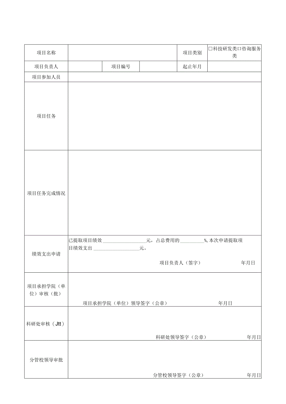 科技研发类咨询服务类武夷学院横向项目绩效支出申请表.docx_第1页