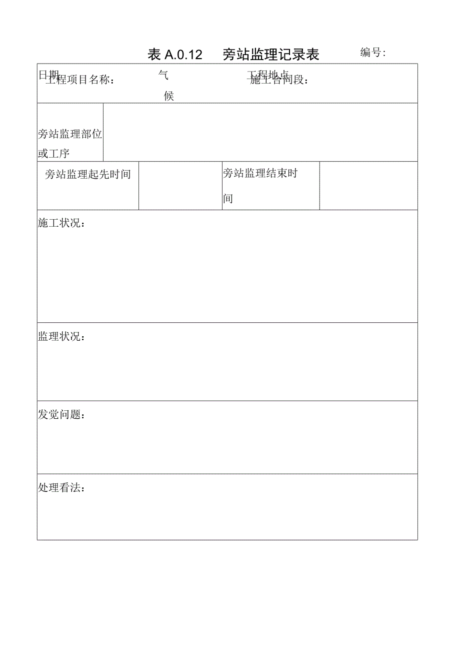 表A012旁站监理记录表.docx_第1页