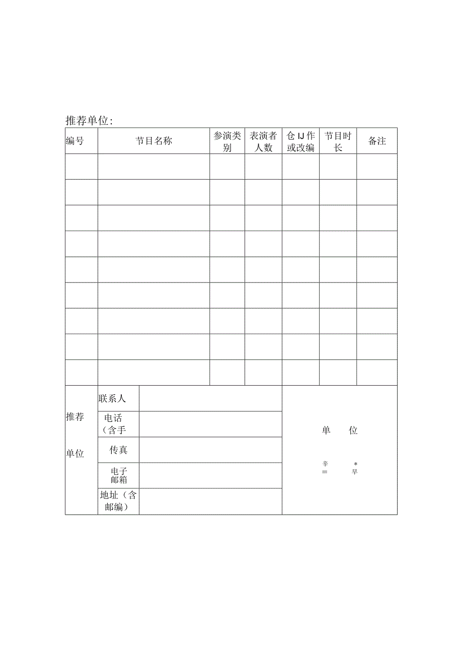 第九届全省残疾人艺术汇演报名总表.docx_第1页