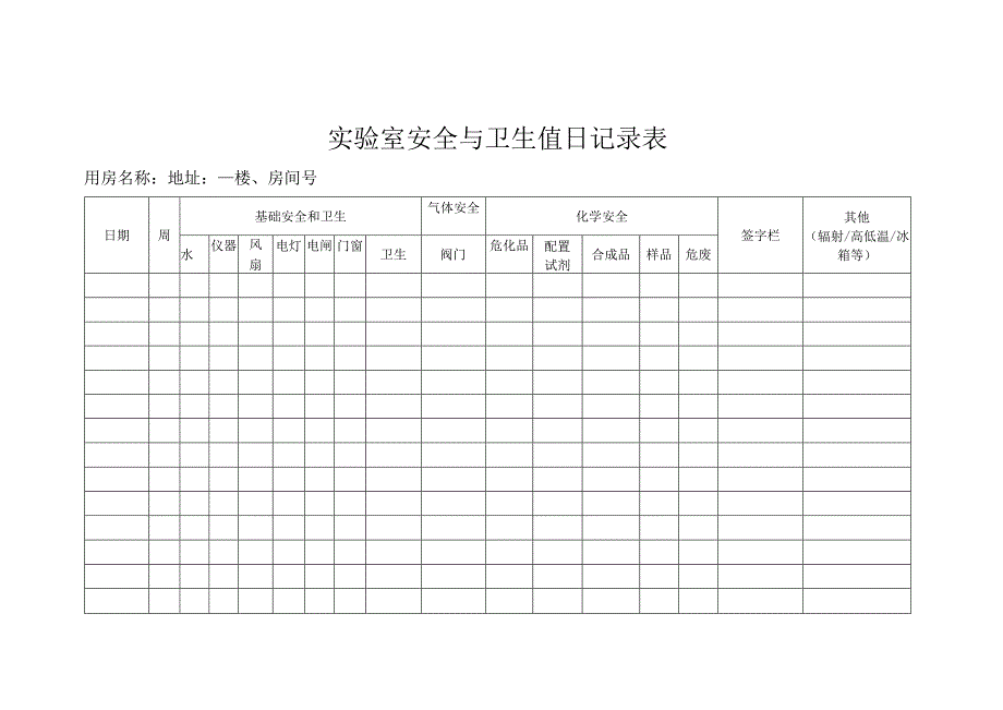 福建工程学院实验室安全与卫生值日记录表.docx_第3页