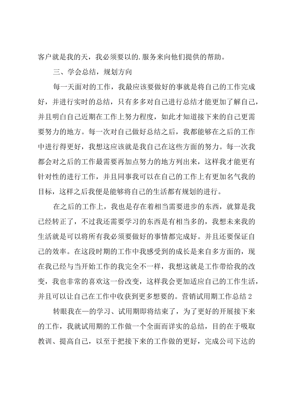 营销试用期工作总结9篇.docx_第2页