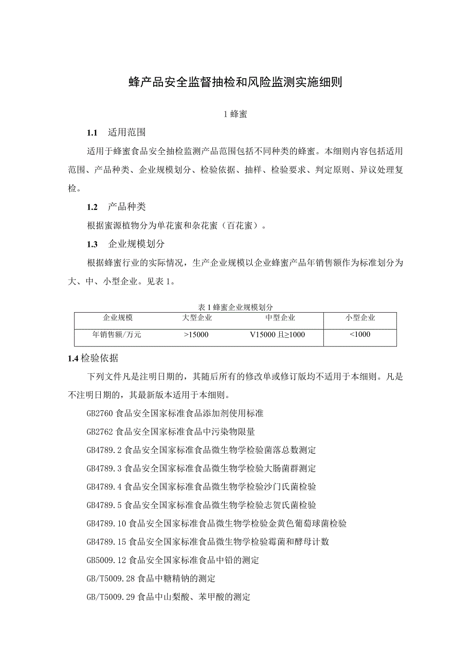 蜂产品安全监督抽检和风险监测实施细则.docx_第1页