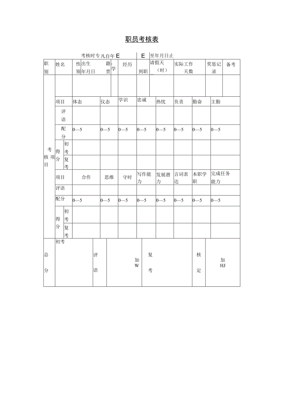 职员考核表.docx_第1页