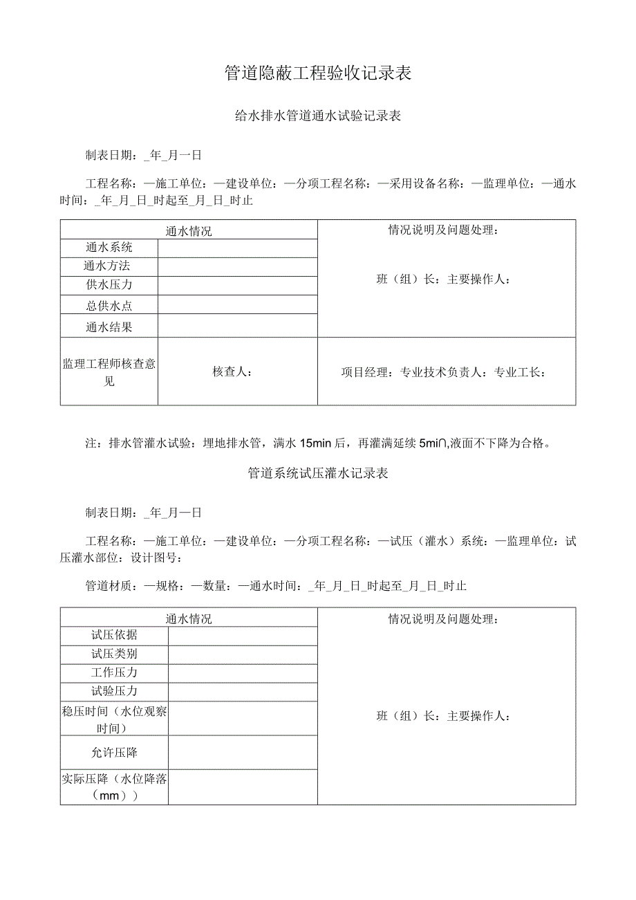 管道隐蔽工程验收记录表.docx_第1页