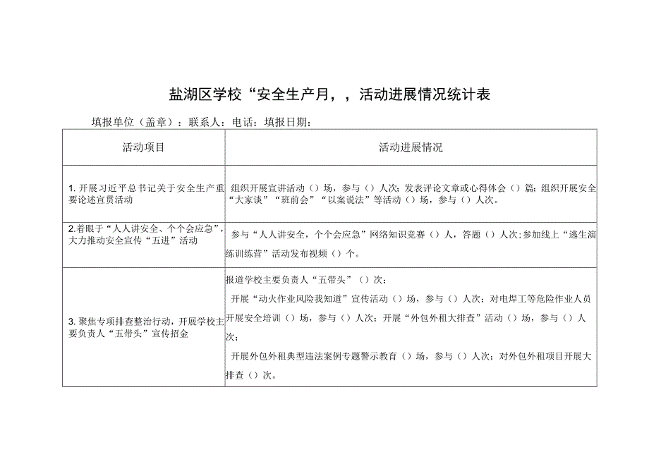 盐湖区学校安全生产月活动进展情况统计表.docx_第1页