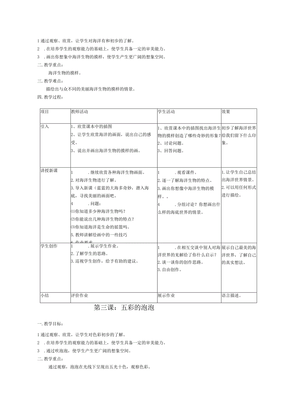 漫游飞行世界 海洋世界 全册教学设计.docx_第2页