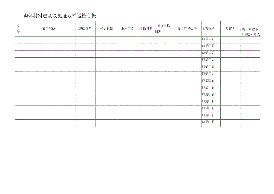 砌体材料进场及见证取样送检台帐2023版.docx_第1页