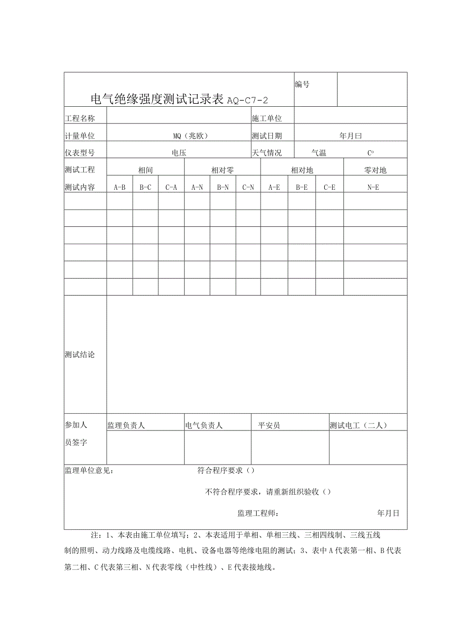 电气绝缘强度测试记录2023版.docx_第1页