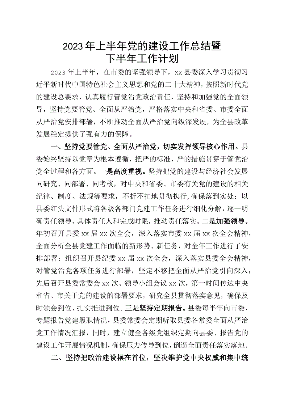 2023党建总结计划.docx_第1页