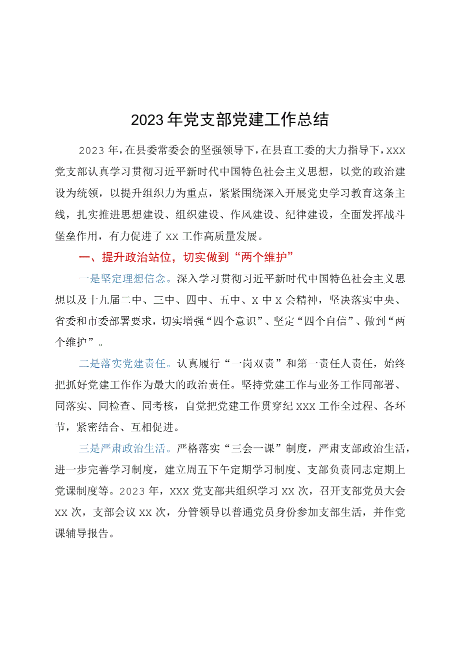 2023年党支部党建工作总结.docx_第1页