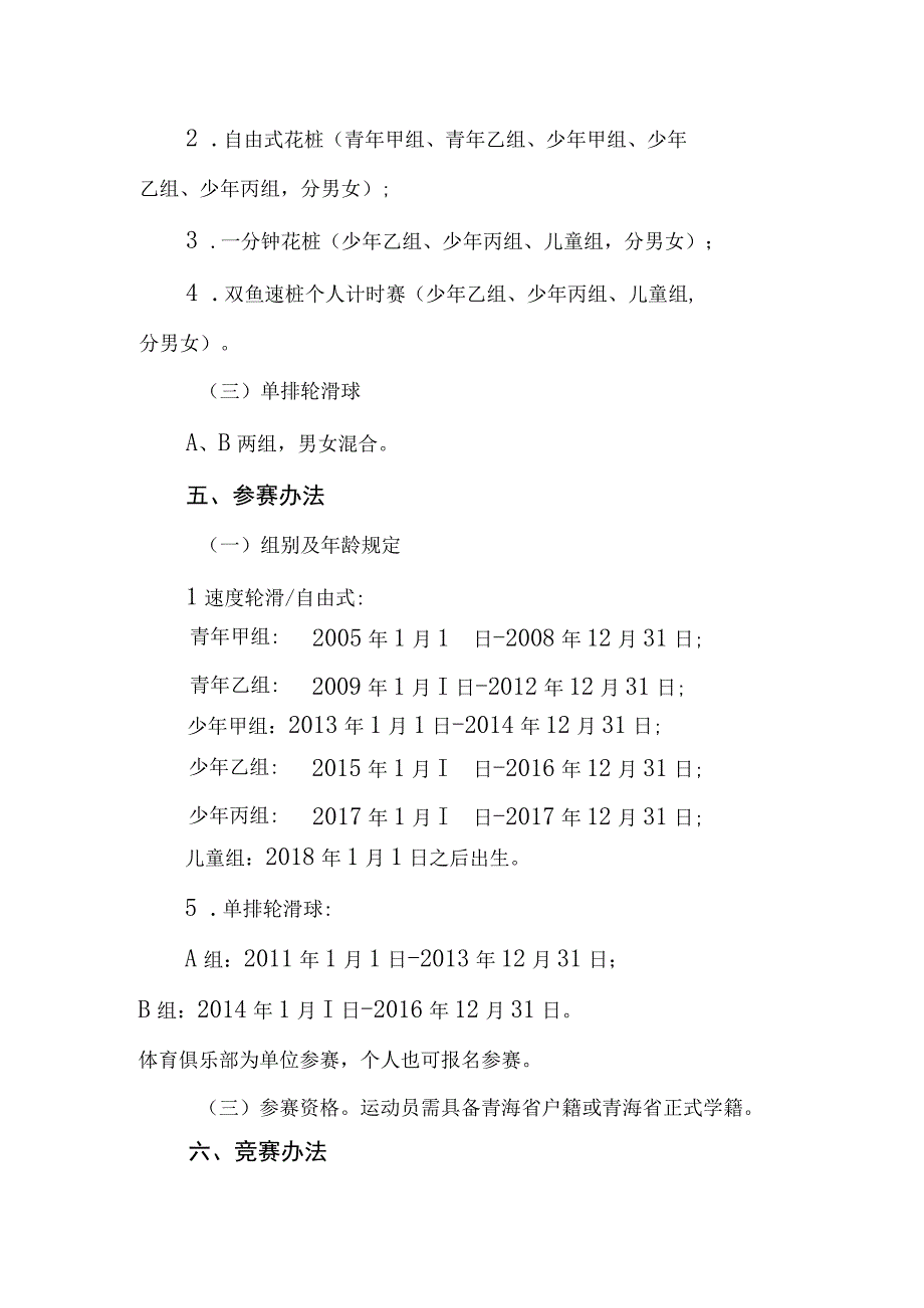 2023年青海省青少年轮滑锦标赛竞赛规程.docx_第3页