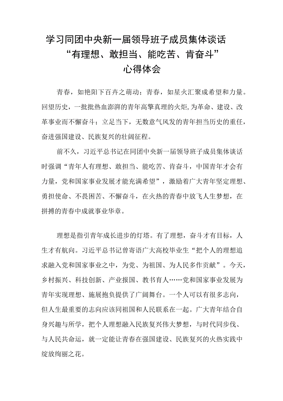 8篇2023年《在中南海同团中央新一届领导班子成员集体谈话》学习心得感悟.docx_第3页