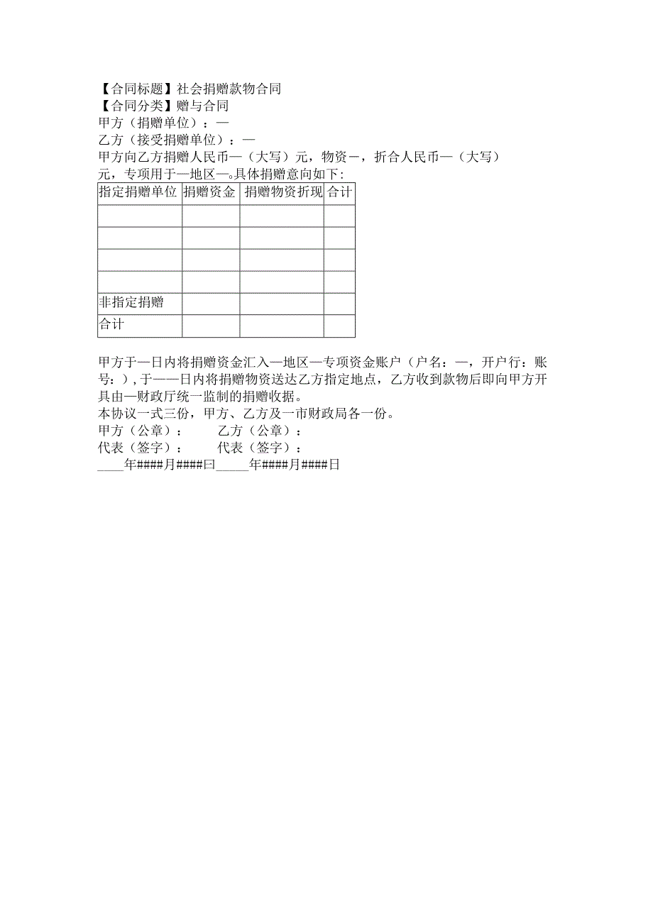 2023年版社会捐赠款物合同.docx_第1页