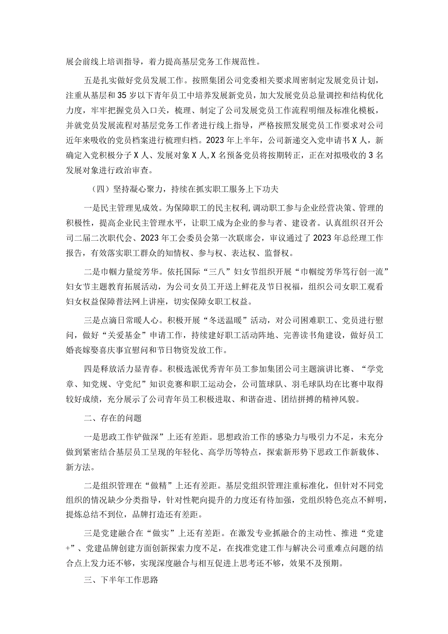 公司党群工作部2023年上半年工作总结及下半年工作计划.docx_第3页