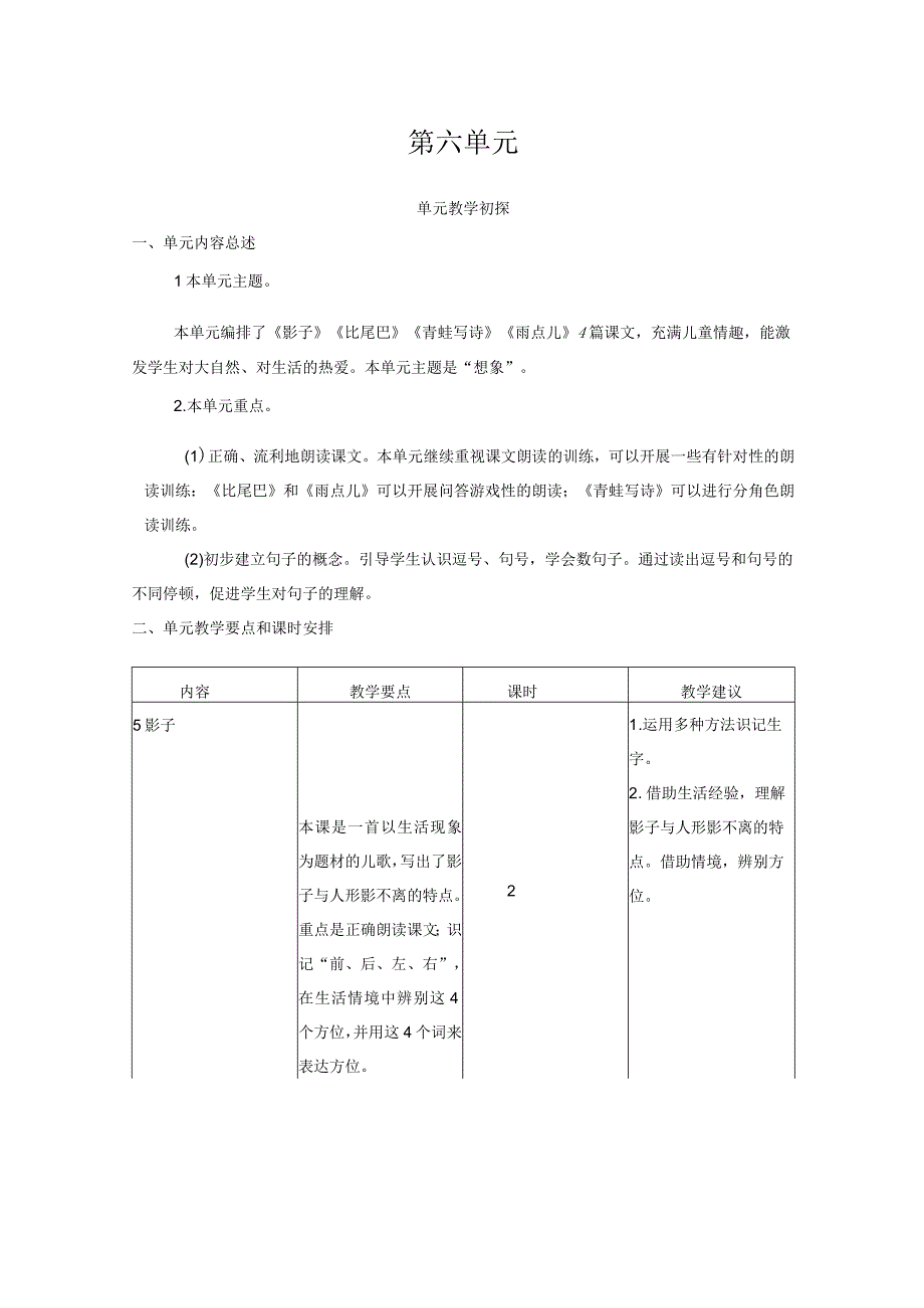 人教版部编版一年级上册第六单元教学初探.docx_第1页