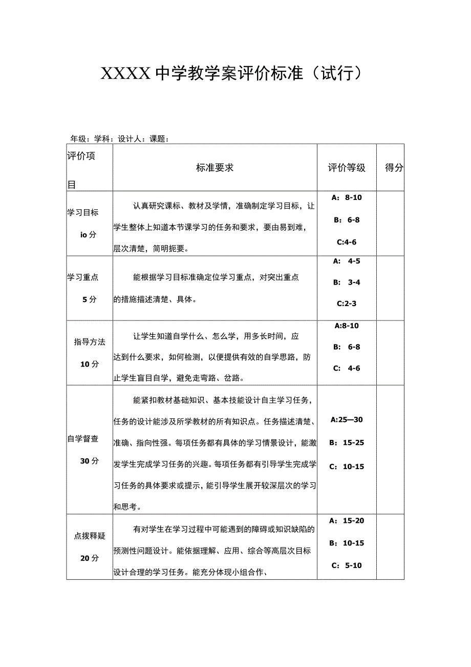 中学教学案评价标准试行.docx_第1页