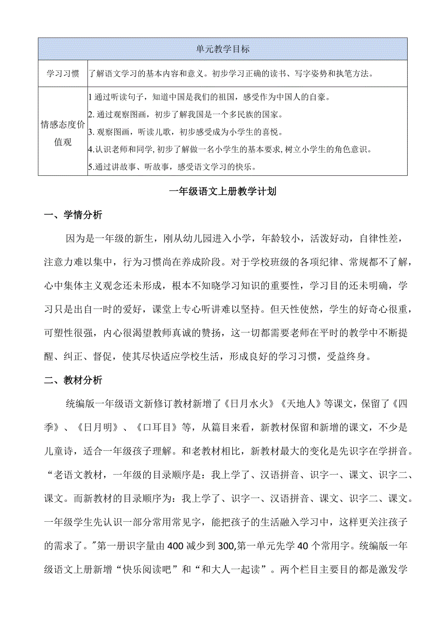 人教版部编版一年级上册《我上学了》单元单元分析.docx_第2页