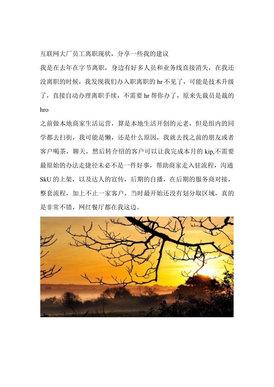 互联网大厂员工离职现状分享一些我的建议.docx_第1页