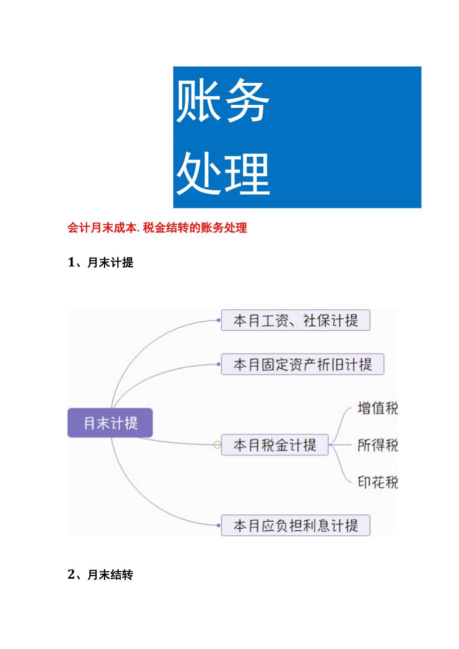 会计月末成本税金结转的账务处理.docx_第1页