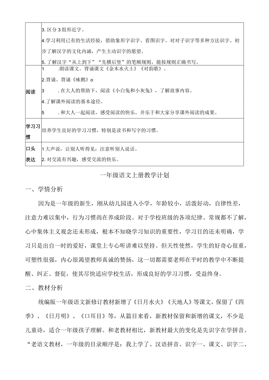 人教版部编版一年级上册第一单元单元分析.docx_第3页