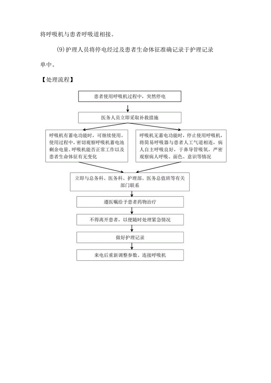 使用呼吸机过程中突然断电的护理应急预案及处理流程.docx_第2页