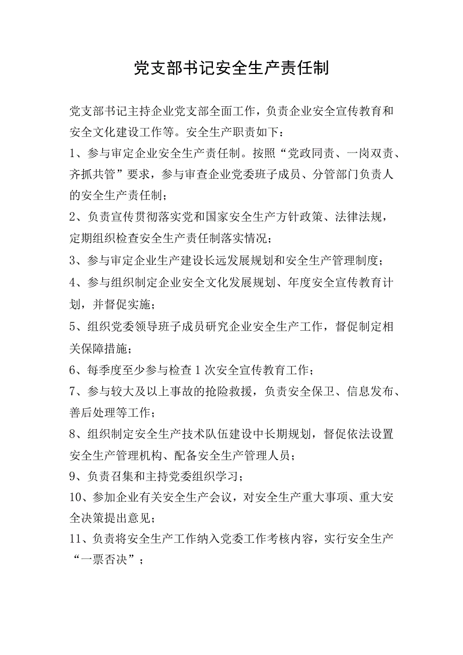 党支部书记纪检委员工会主席安全生产责任制.docx_第1页