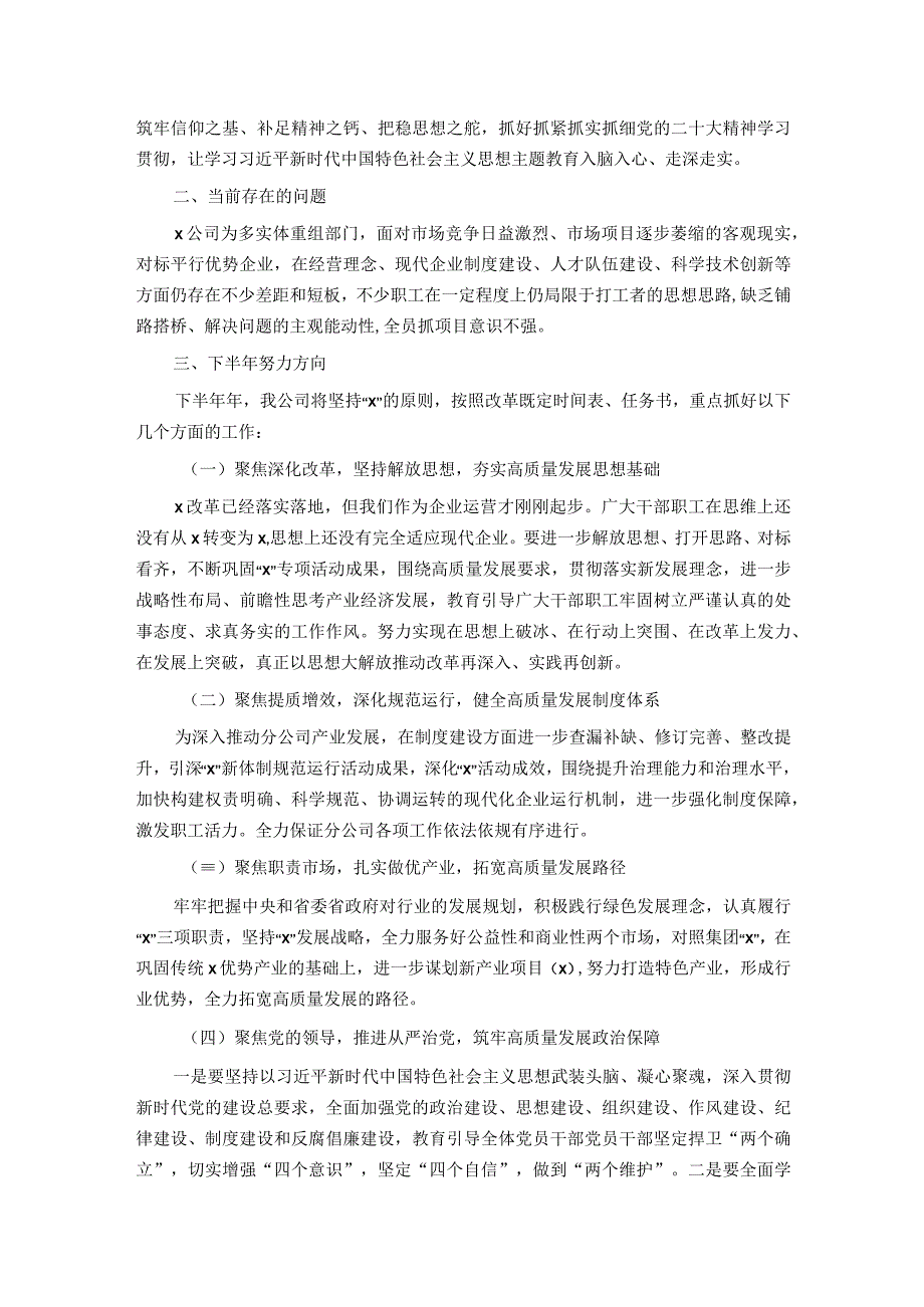 国企2023年度上半年工作总结及下半年工作计划.docx_第3页