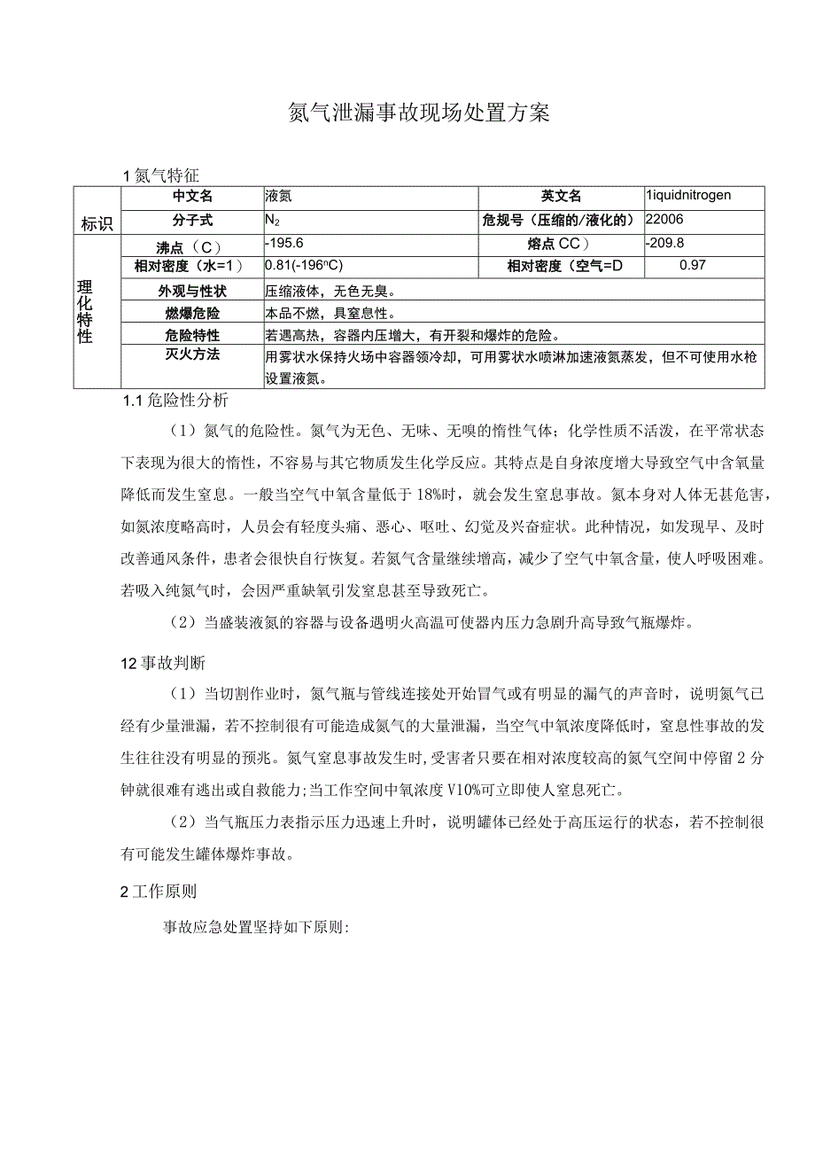 氮气泄露事故现场处置方案.docx_第1页