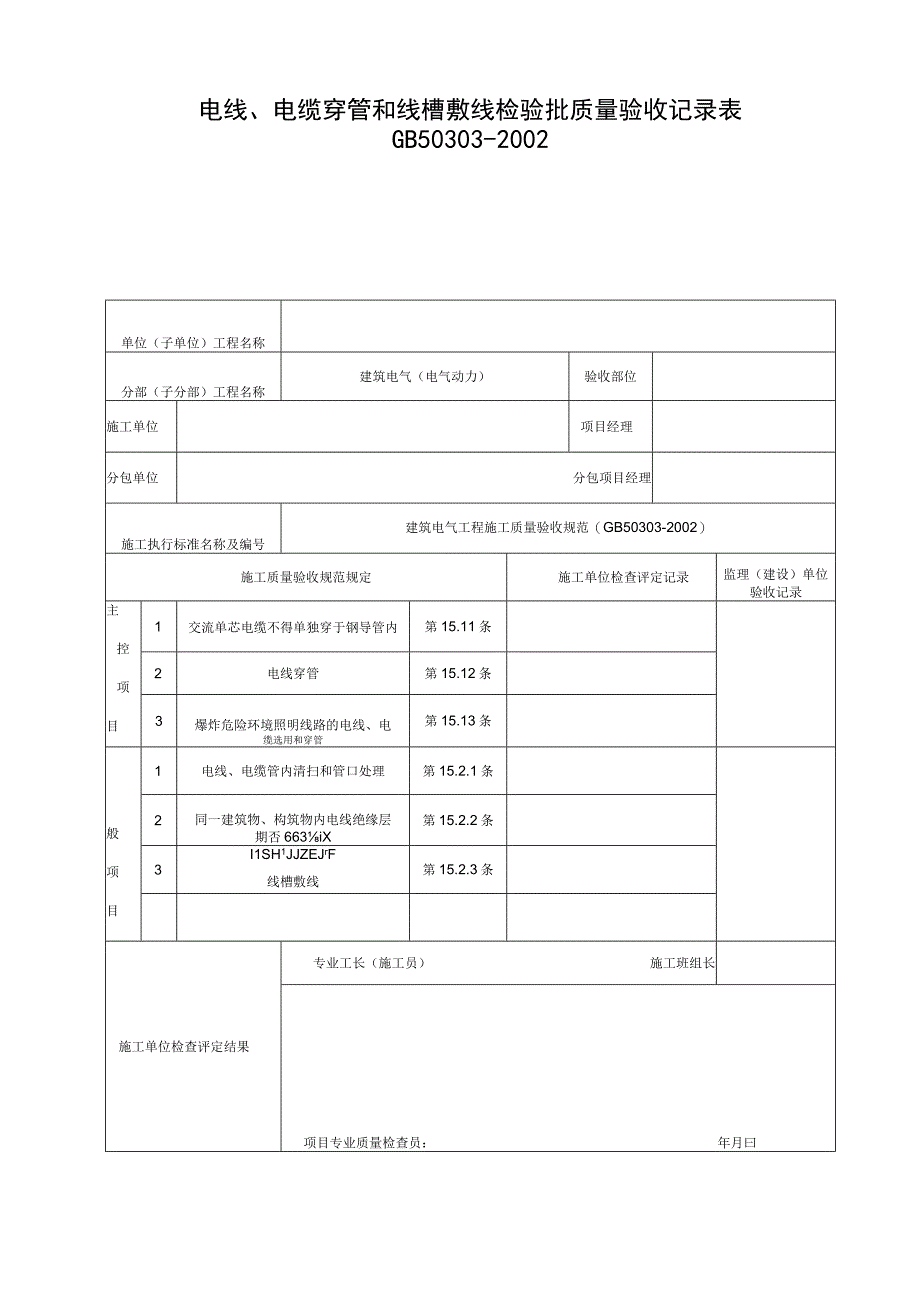 电线电缆穿管和线槽敷线检验批质量验收记录.docx_第1页