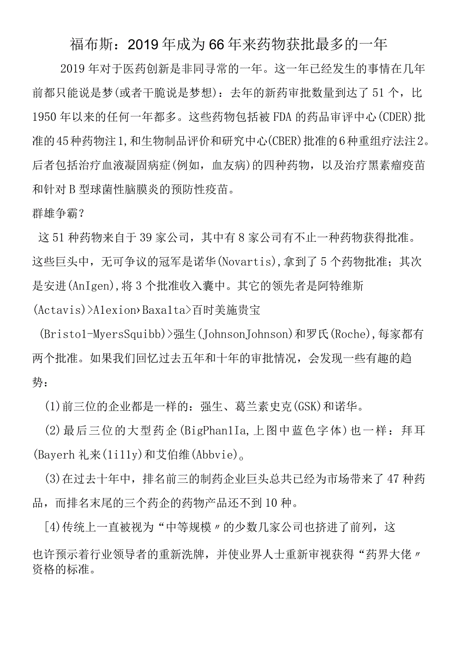 福布斯：成为66年来药物获批最多的一年.docx_第1页