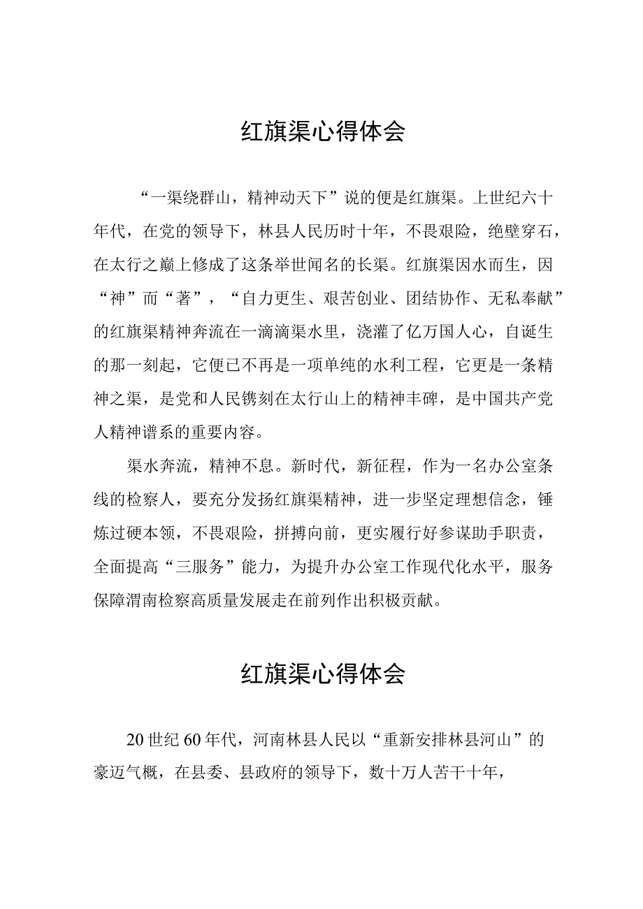 红旗渠参观见学心得体会七篇样本.docx_第1页