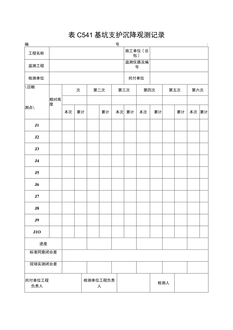 2023年基坑支护沉降观测记录.docx_第1页