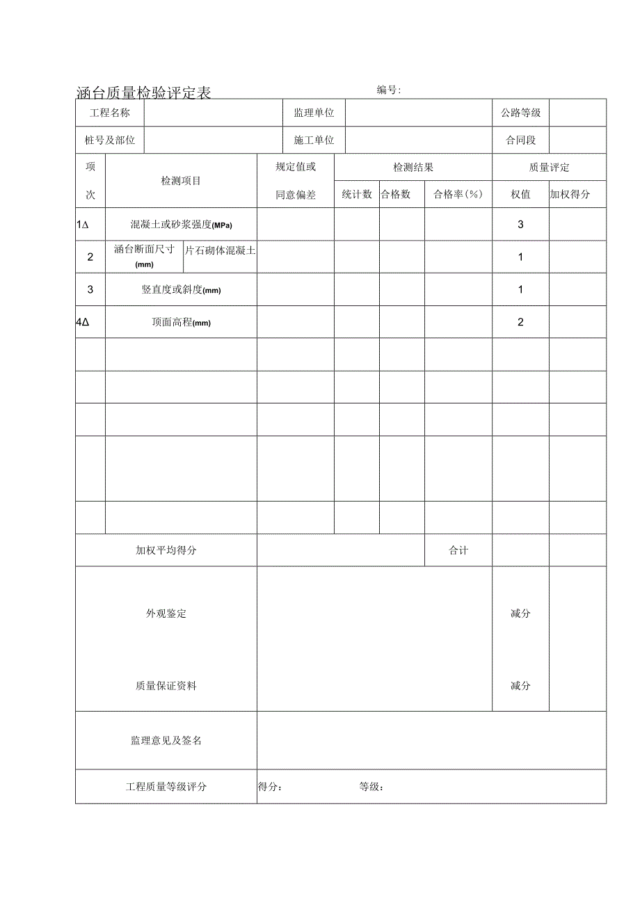 2023年涵台质量检验评定表.docx_第1页