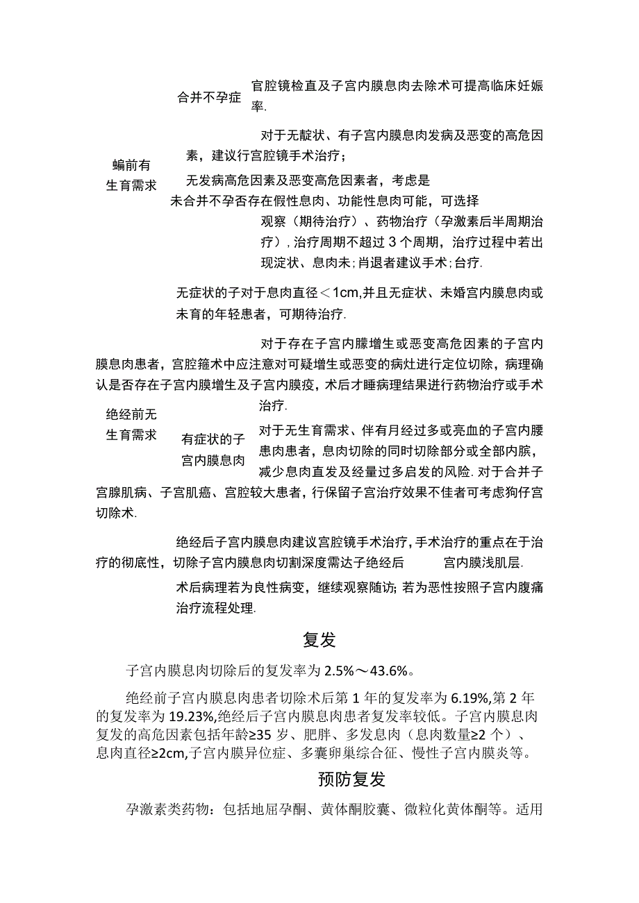 临床子宫内膜息肉疾病发病机制病因临床表现治疗方式复发预防和癌变高危因素.docx_第3页