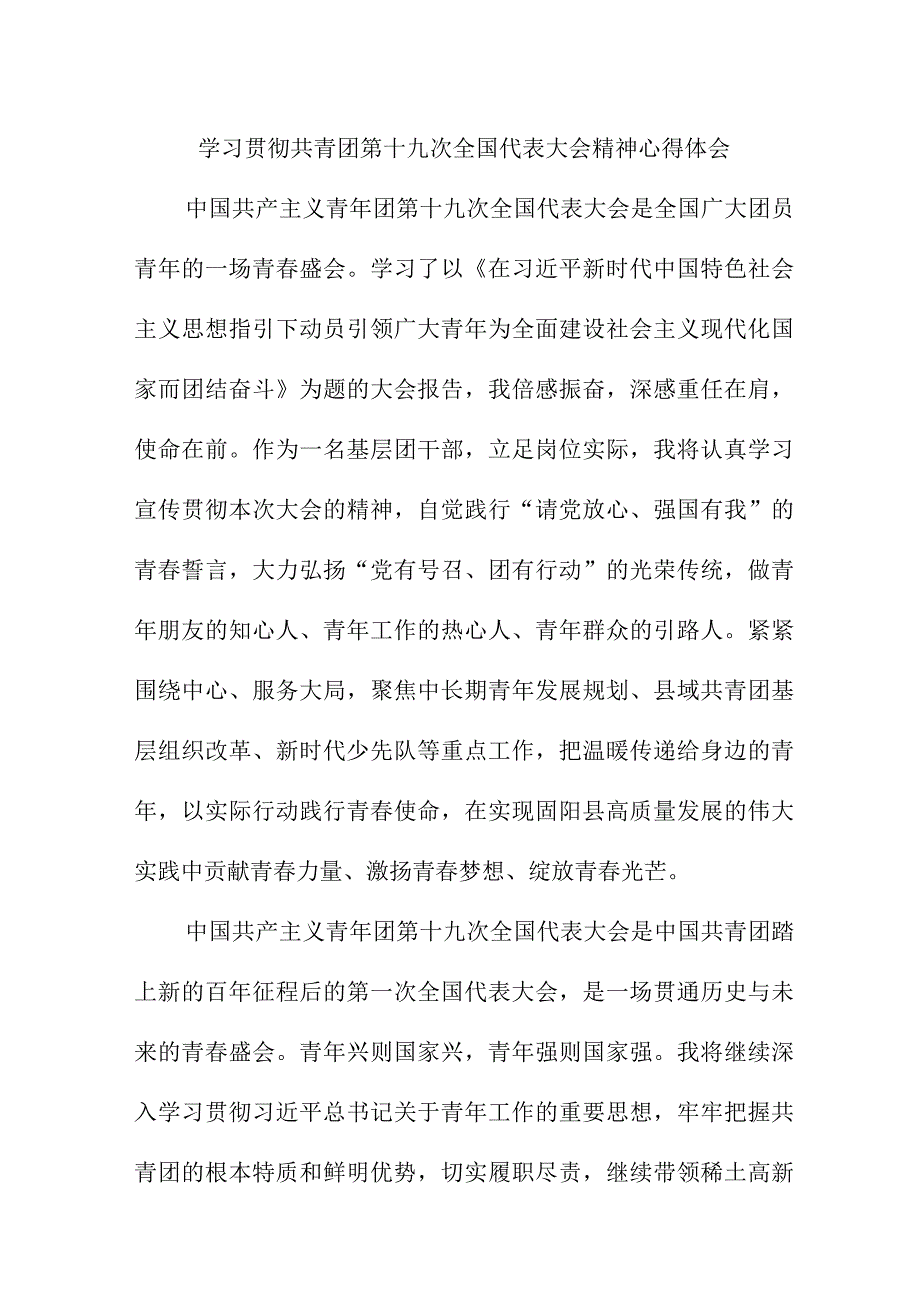 公务员学习贯彻共青团第十九次全国代表大会精神心得体会 合计9份.docx_第3页