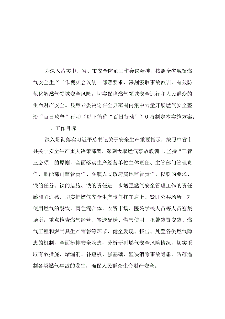 XX城镇燃气安全生产百日攻坚实施方案.docx_第1页