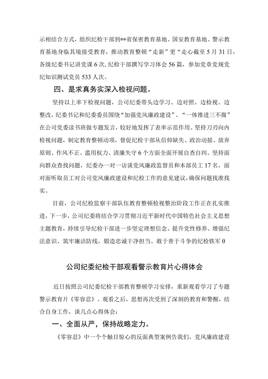 公司纪检监察干部队伍教育整顿学习心得体会精选13篇.docx_第2页