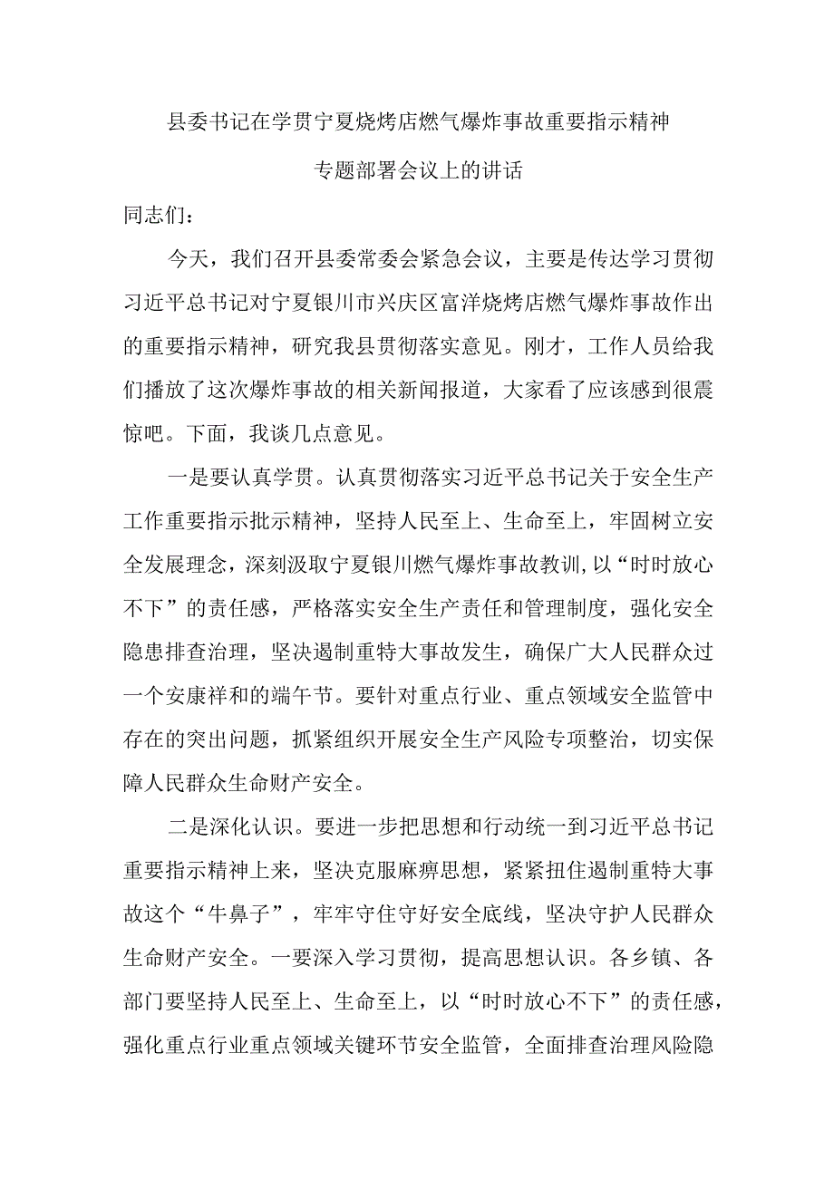 书记在学贯宁夏烧烤店燃气爆炸事故重要指示精神专题燃气安全生产防汛求灾部署会议上的讲话和在全市燃气安全排查整治暨重点行业领域上的讲话.docx_第2页