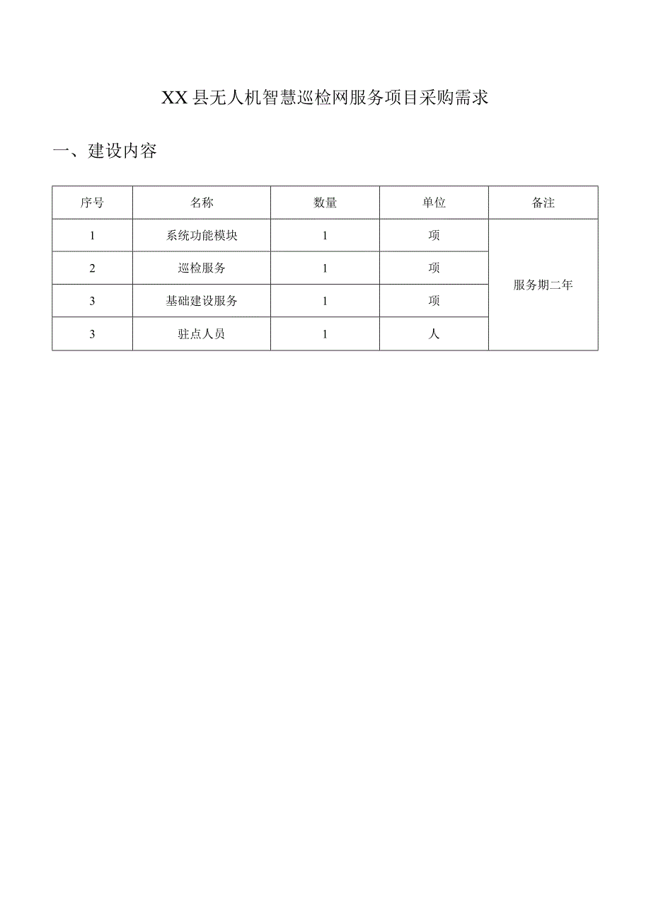 XX县无人机智慧巡检网服务项目采购需求.docx_第1页