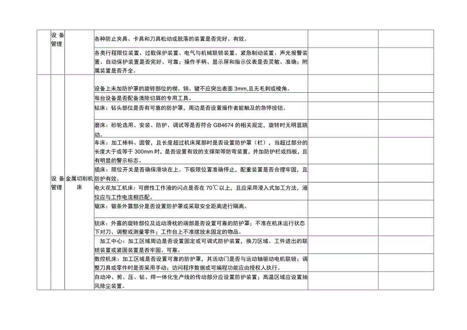 机械伤害事故重点防范措施专项隐患排查检查表.docx_第3页