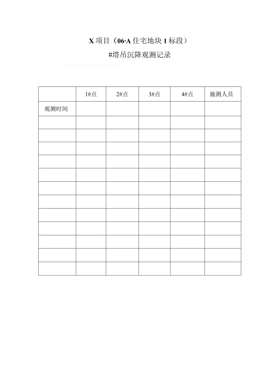 塔吊沉降观测记录表.docx_第1页