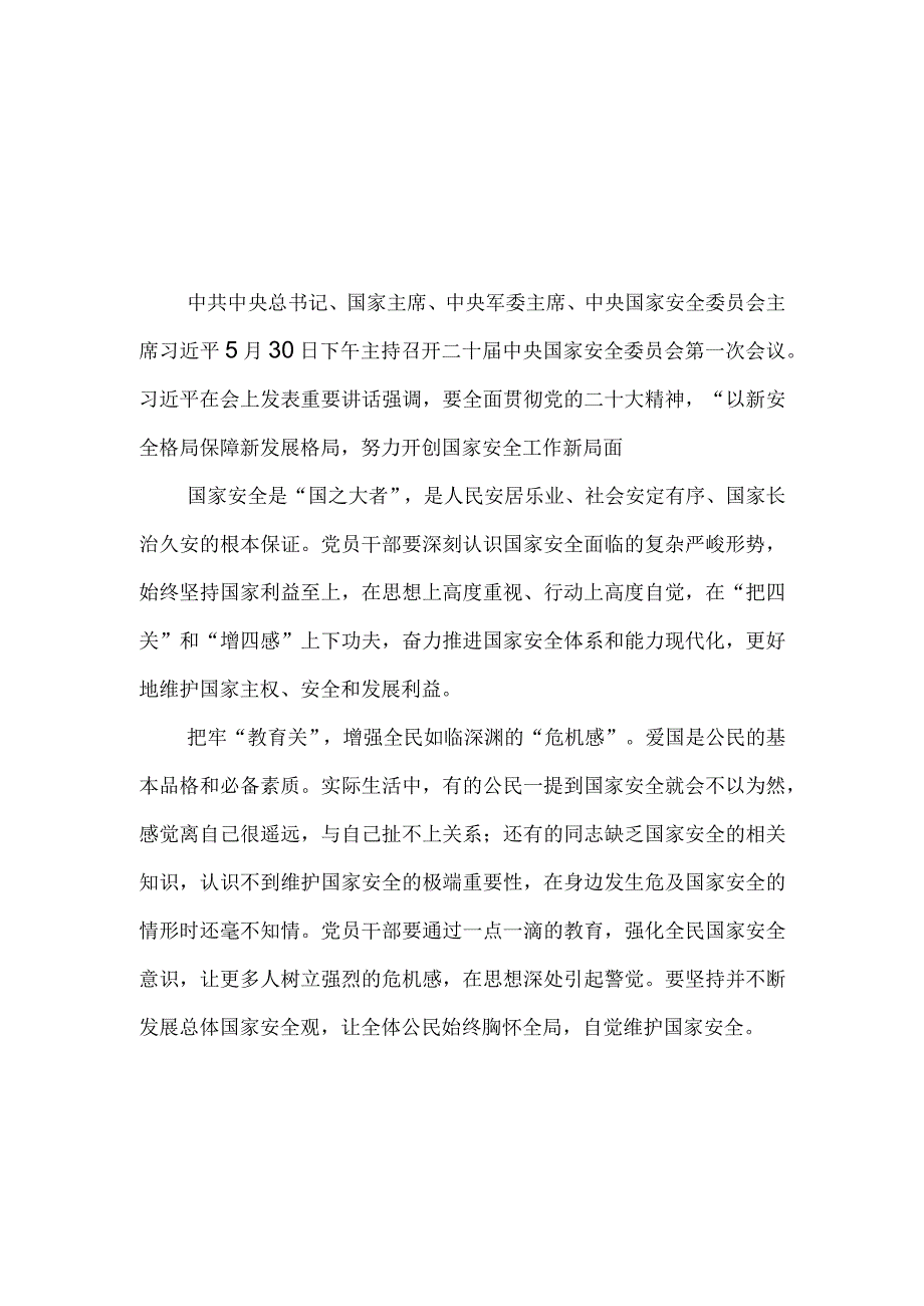 学习在二十届中央国家安全委员会第一次会议上重要讲话心得体会4篇.docx_第2页