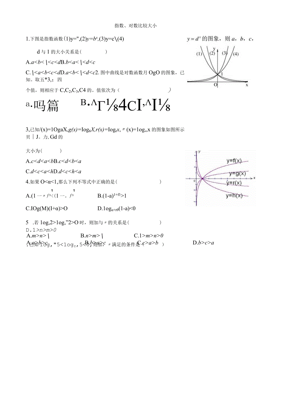 指数对数比较大小测试题.docx_第1页