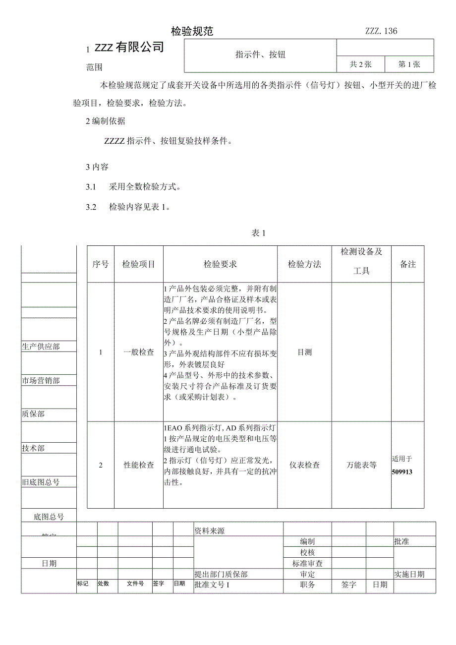 指示件按钮复验技术条件进厂检验规范.docx_第1页