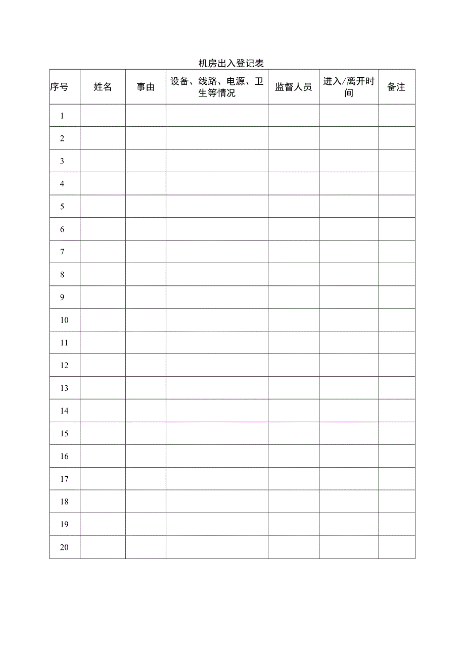 机房出入登记表.docx_第1页