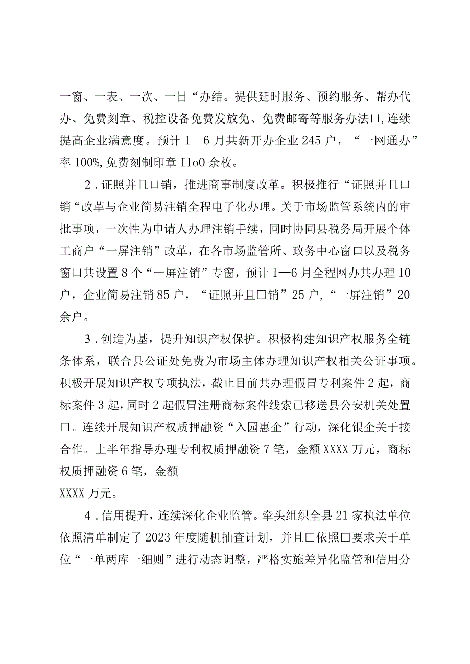 县市场监管局2023年上半年工作总结和下半年工作安排.docx_第2页